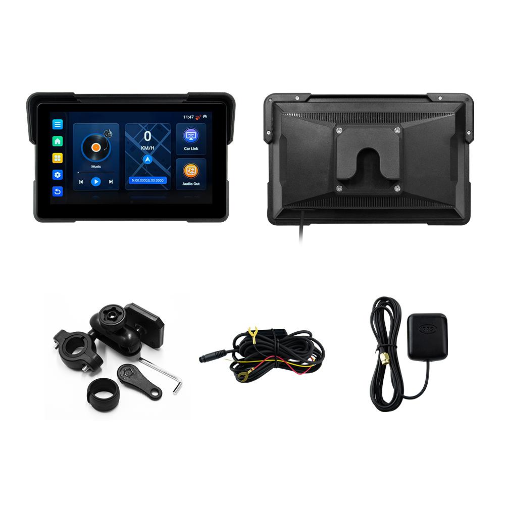 EKIY 7.0" Wireless CarPlay Moto Android Auto Android 13.0 Portable Digital Motorcycle Dashboard GPS Navigation Display Screen