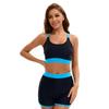 New Color Matching Split Swimsuit Women's Conservative High Waist Flat Angle European and American Sexy Backless Sports Swimsuit