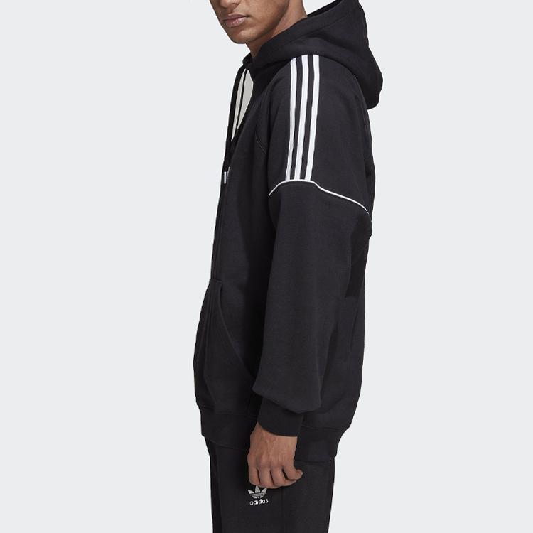 adidas Оригинальная вышитая полосатая толстовка с капюшоном в стиле колор-блок с логотипом, мужская толстовка с капюшоном, черная HK7309
