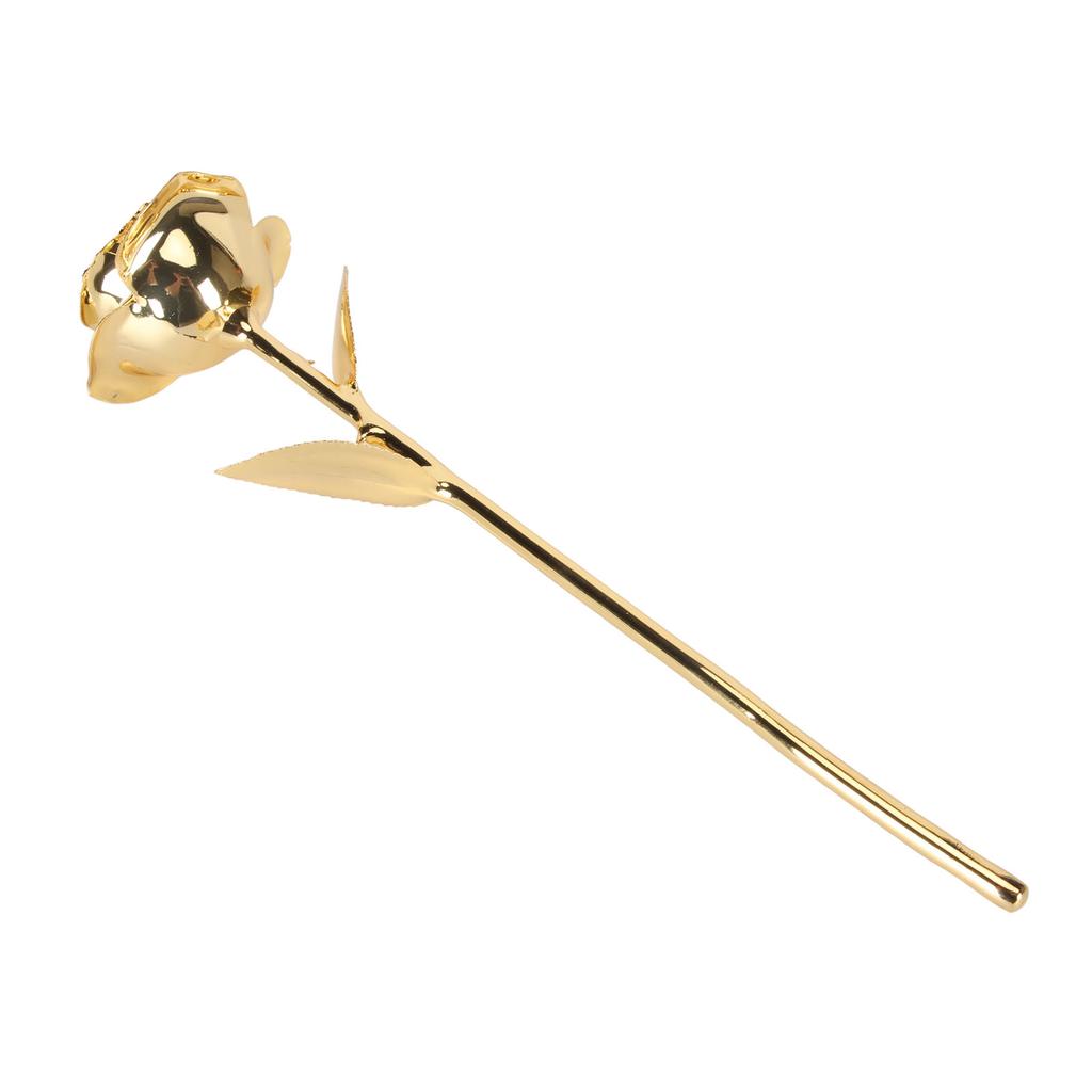 24K Gold Plated Rose Clear Texture Romantic Exquisite Long Lasting Rose Flower with Holder Gold