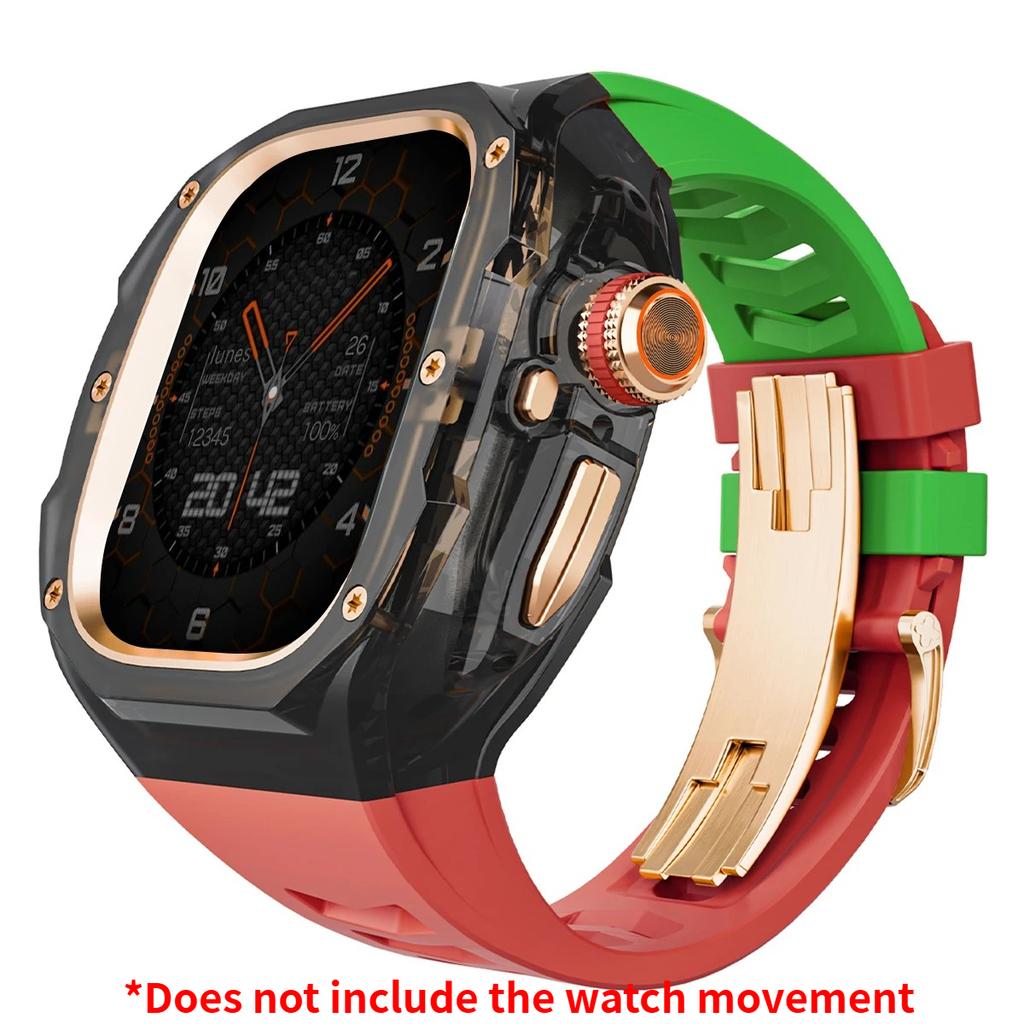 Роскошный мод-комплект для Apple watch Ultra 3/2/1 49 мм Спортивный резиновый ремешок+чехол для Iwatch ultra 49 мм Прозрачный ледяной чехол Комплект для переделки