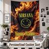 Wall Hanging Tapestry With Custom Name & Text, Nirvana Decorative Tapestry For Bedroom