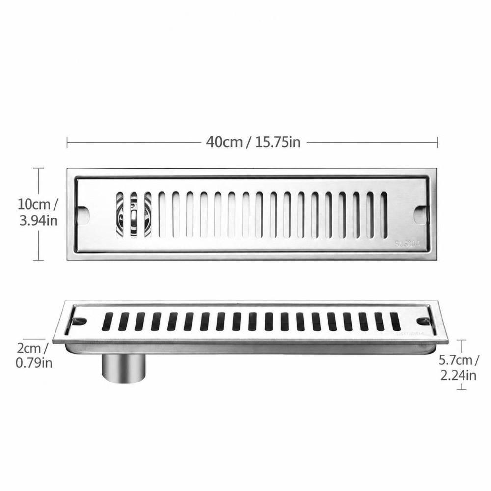 Rectangle Shape Floor Drain SUS304 Stainless Steel Shower Floor Drain Practical Shower Drain Home