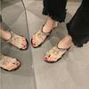 Summer Korean Version Clip Toe Sandals for Casual Wear with Rhinestone Sandals On The Outside