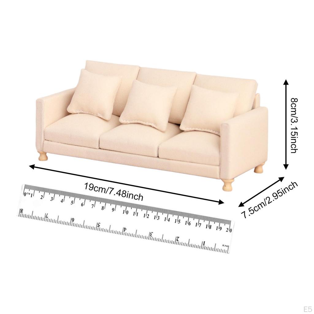 Dollhouse Couch Miniature Sofa 1/12 DIY Pretend Play Toy Mini Furniture