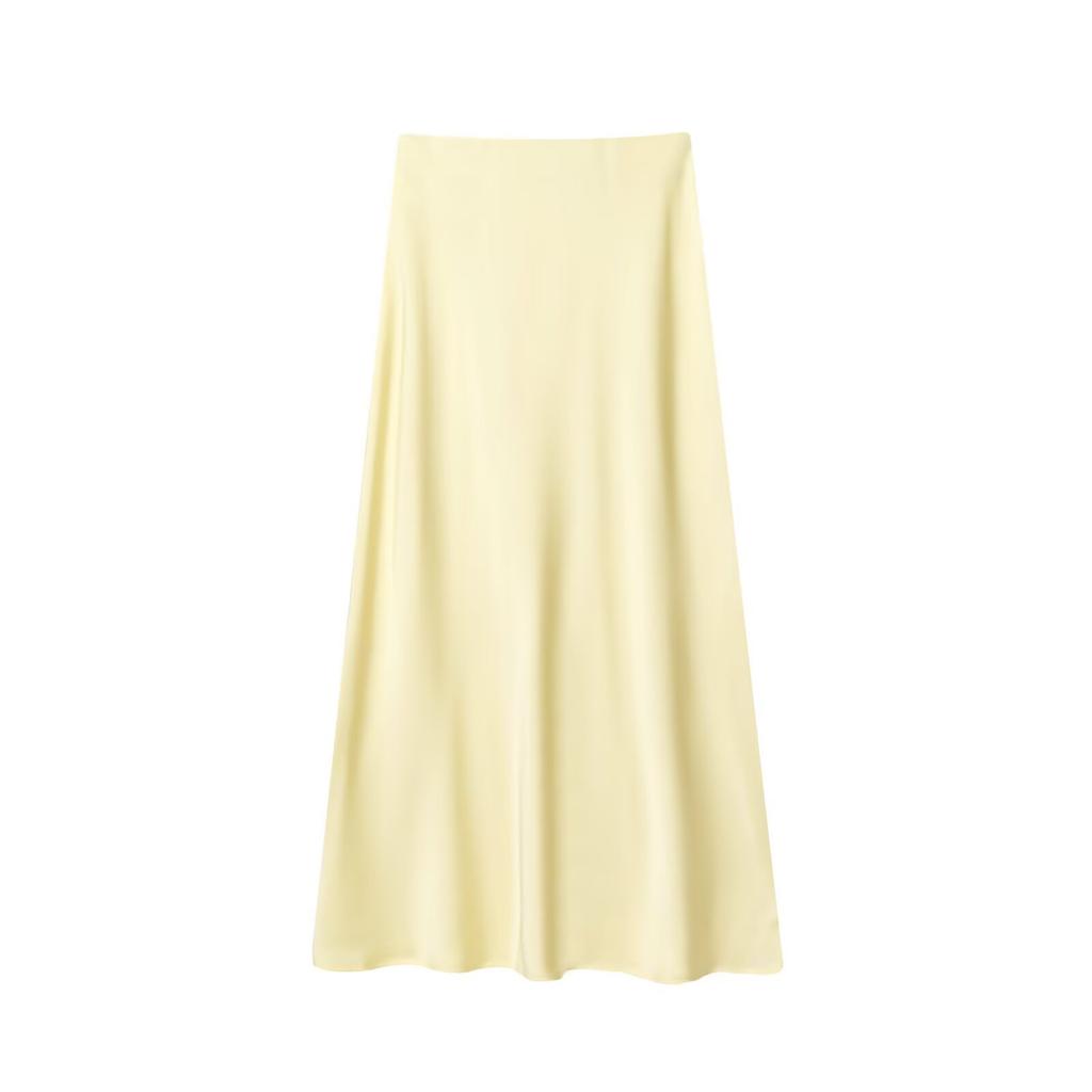 European and American style, new women's clothing, fashionable, casual silk satin texture Midi skirt 5427/453