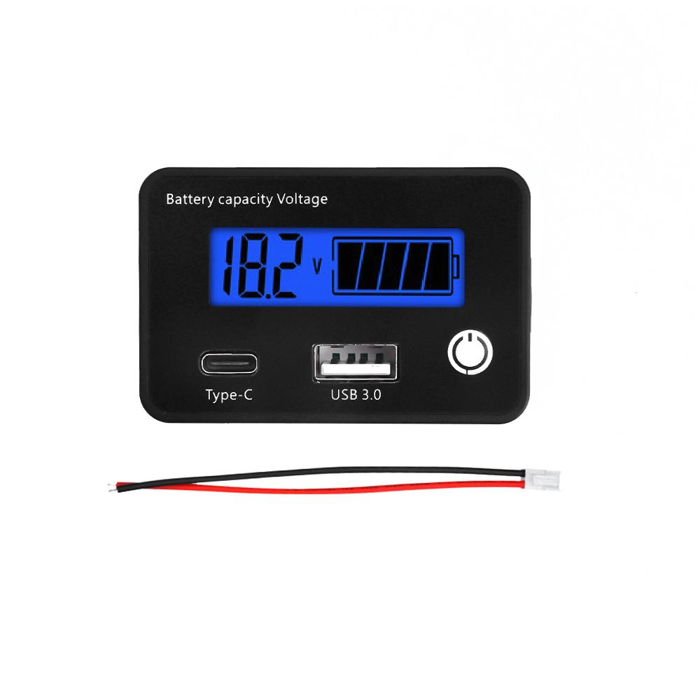 DC8-30V Battery Capacity Indicator Car Motorcycle Digital Voltmeter Voltage Tester Meter Tool  USB3.0/Tpye-C Output for Car