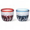 Mizukage Kiriko Pair of Glasses for Cold Diameter 60mm X Height Red Ink Bisho J-kitchens Sake, 50mm, 70cc, Obi-shibori Pattern, & Blue, (Current
