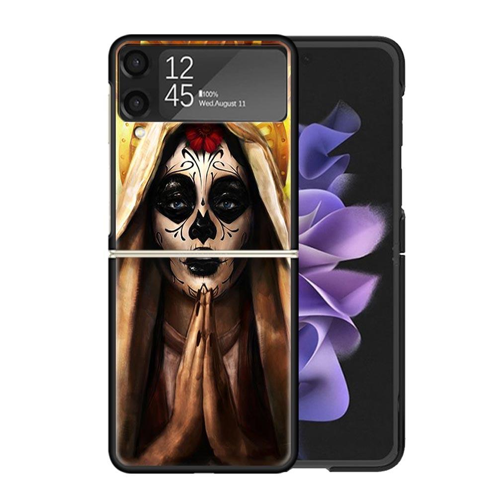 Catrina Beautiful Rose Girl Skull Cases For Samsung Galaxy Z Flip 4 5 6 7 3 Z Flip7 Flip6 Flip4 Flip5 Flip3 5G Hard Shockproof F