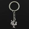 Fashion 3cm Key Ring Metal Key Chain Keychain Jewelry Antique Bronze Silver Color Plated Cock 22x18mm Pendant