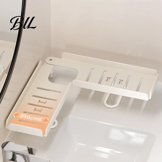 Bathroom Sink Organizer Foldable Faucet Storage Rack, 180 Degree Straight Deployment And 90 Corner Counter Turn Two Installation Way, Durable
