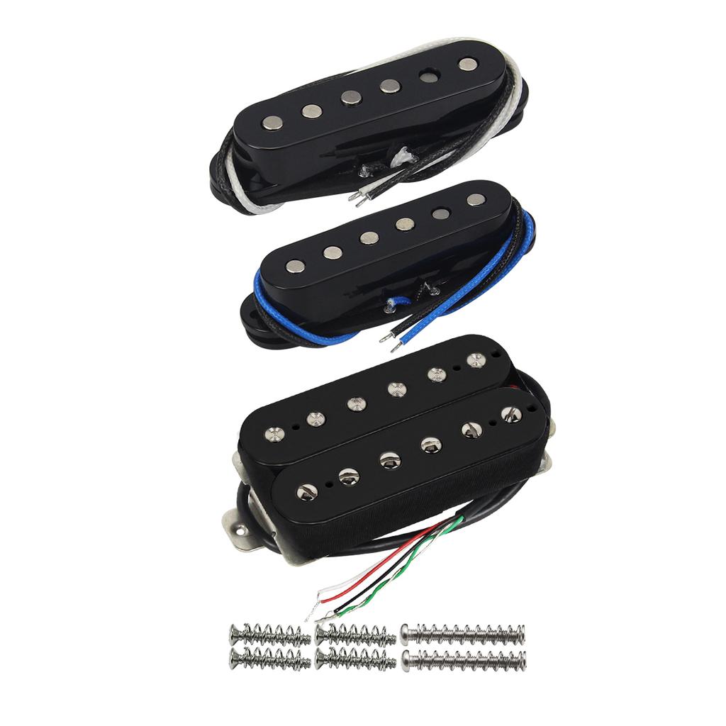 FLEOR 3шт. Винтажные однокатушечные звукосниматели Alnico 5 разной высоты и хамбакер 52/52/52 мм для электрогитары SSH