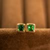 Серьги-гвоздики Huitan Gold Color Princess Green Cubic Zirconia для женщин, новые темпераментные свадебные серьги, модные роскошные ювелирные изделия