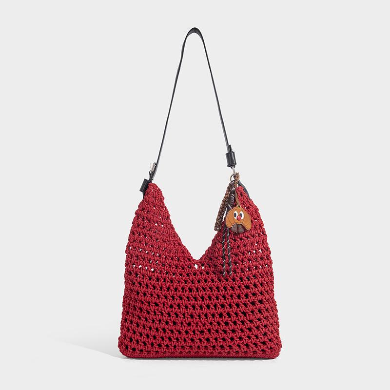 Hand-woven Straw Bag for Women, Large Capacity, 2025 New Summer Style, Single Shoulder Crossbody, Beach Vacation Tote Bag