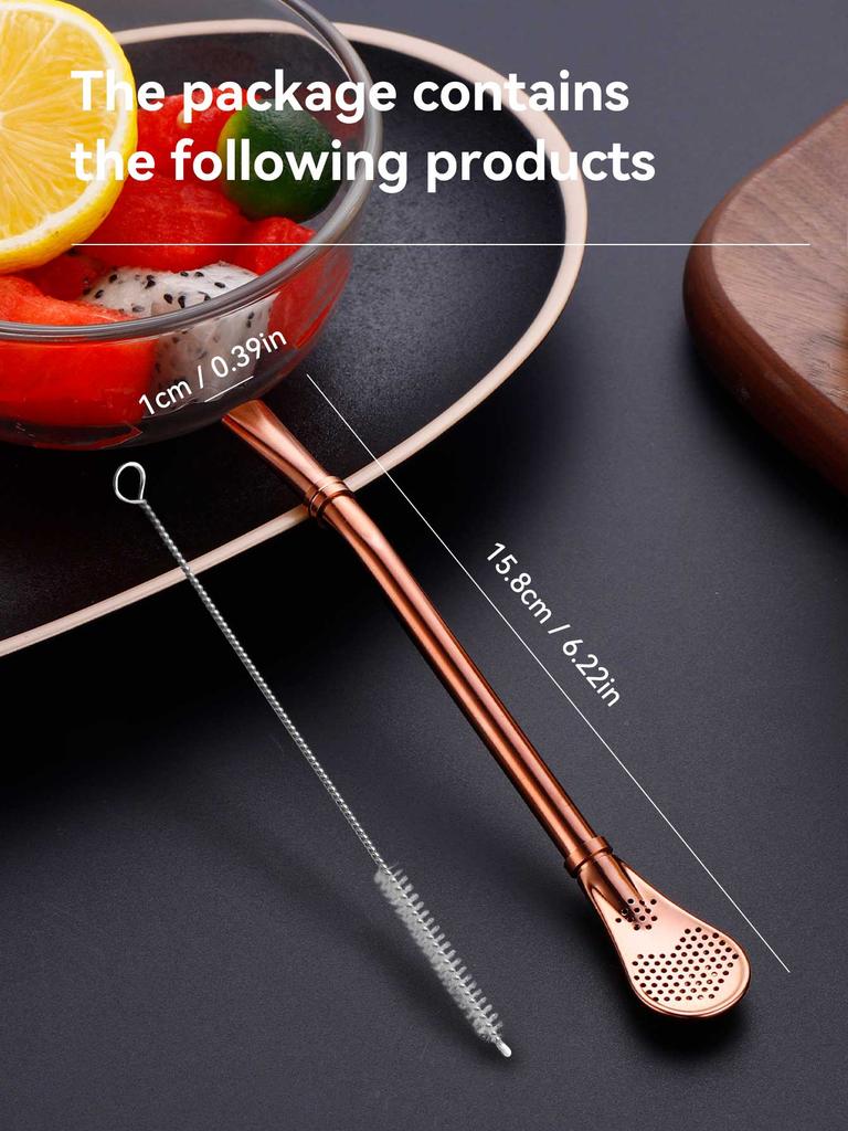 18/8 Colorful Stainless Steel Tea Drinking Straws Spoon Tea Filter Reusable Bombilla Gourd Tea Tools Bar Accessories