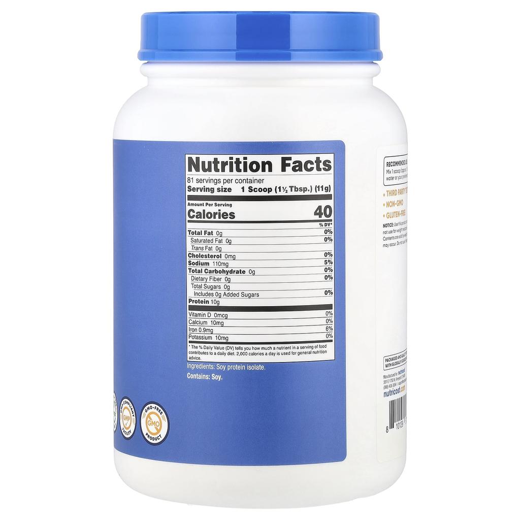 Nutricost Изолят соевого белка, без вкуса, 2 фунта (907 г)