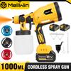 1000ML Cordless Electric Paint Spray Gun With 4Copper Nozzle Portable Household Paint Sprayer For Makita 18V Battery Pin