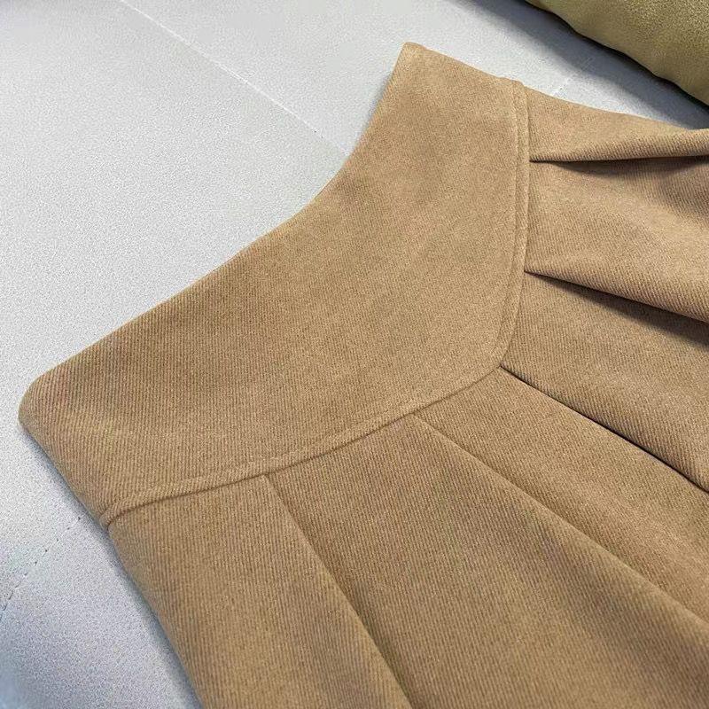 HI-FASHION шерстяная длинная юбка для женщин, женская элегантная юбка-миди трапециевидной формы, осень-зима, плиссированные юбки с высокой талией
