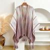 Thin Hollow Shawl Women 2026 Ethnic Style Knit Fringe Cardigan Photoshoot