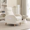 Reclining Relax Armchair Upholstered in Synthetic Linen with Footrest and Side Pockets Load 135 kg Cream