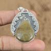 Natural Fossil Coral Gemstone Jewelry 925 Sterling Silver Pendant For Women