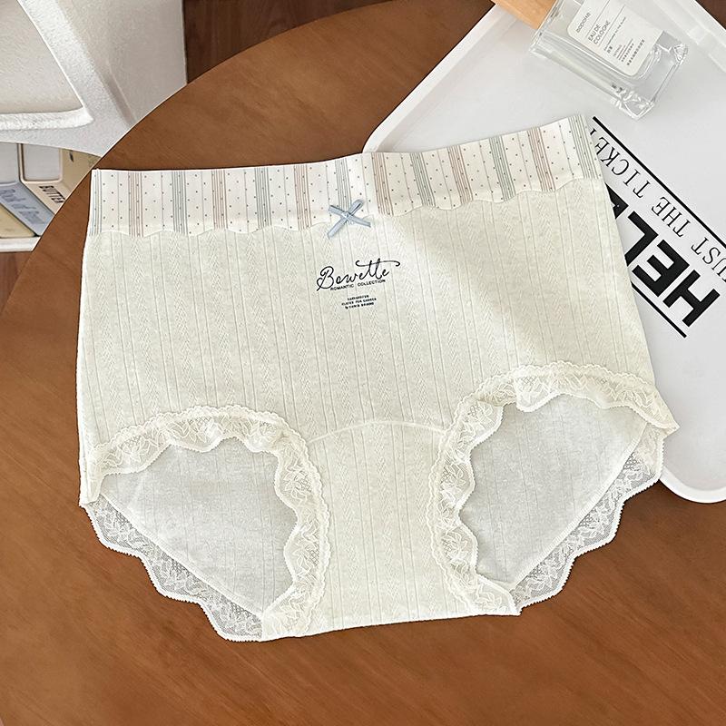 Women's Summer Cotton Jacquard Print 10A Bacteri Resistant Mid Waist Breathable Briefs