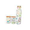 Медная бутылка для воды 1 л | Медная бутылка для воды с набором стаканов | Работа Минакари | 100% чистая | Герметичная | 2 стакана для воды по 300 мл каждый