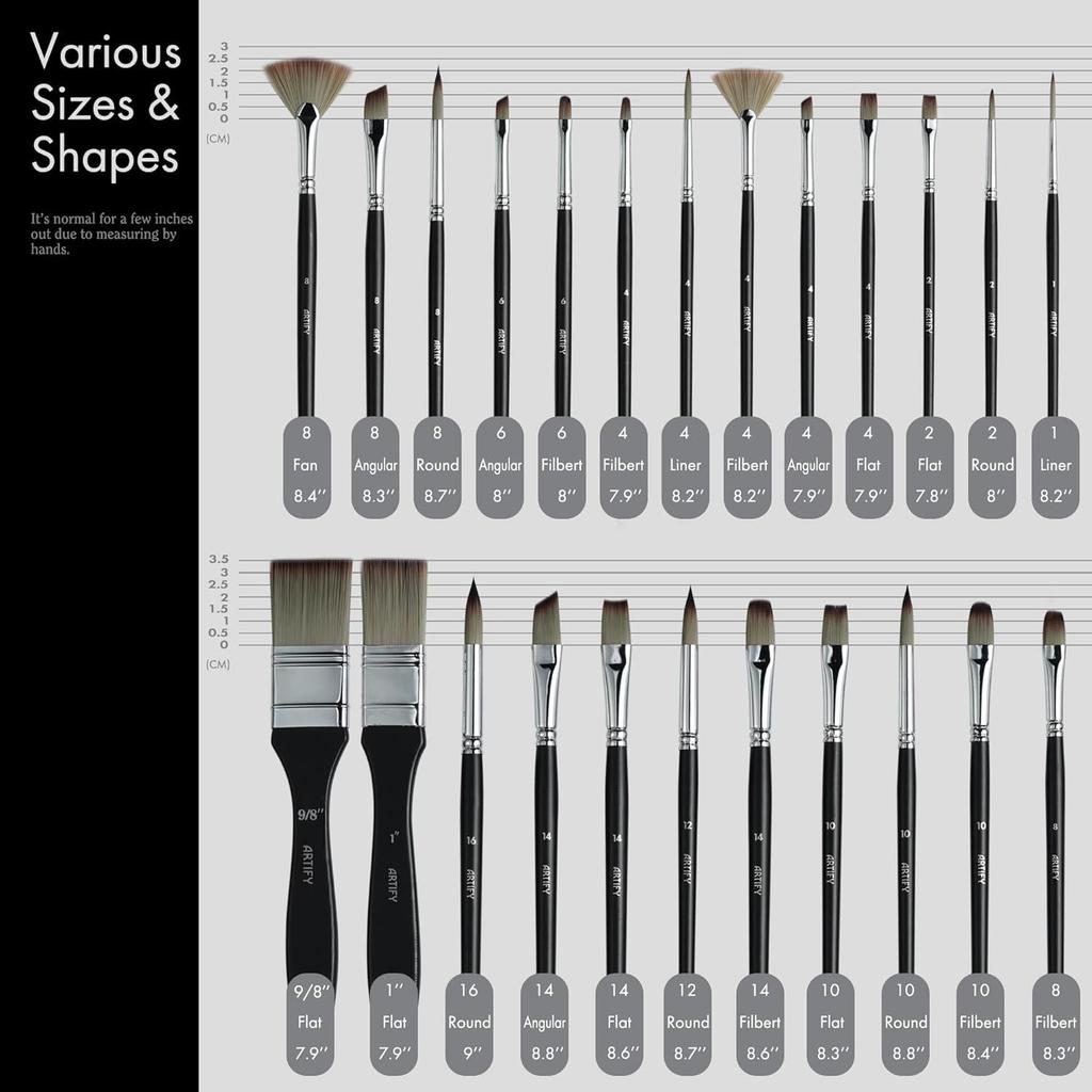 24 Pieces Paint Brush Set, Expert Series, Enhanced Synthetic Art Supplies with Brush Holder and Palette Knife for Acrylic, Oil, Watercolor