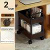 1pc Multifunctional Under-Table Storage Rack with Wheels-Double Polypropylene Organizer,Compact Mobile Shelf for Office Supplies