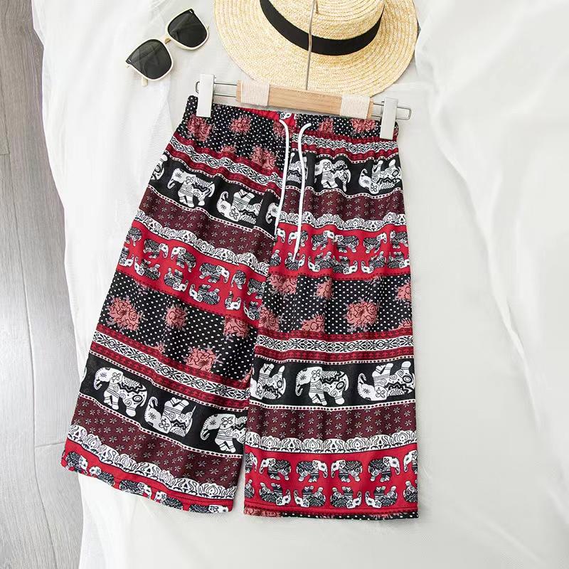 Elephant Pants Women Wide Leg Shorts Summer Thailand Thin Straight Casual Streetwear Beach Bottoms Female Clothing Fashion
