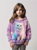 Girl Hoodie Cartoon Cat Child Print Girls' Clothing for Ages 1 To 12 Years Sweatshirt Comfort Long Sleeve Tops Children Clothing
