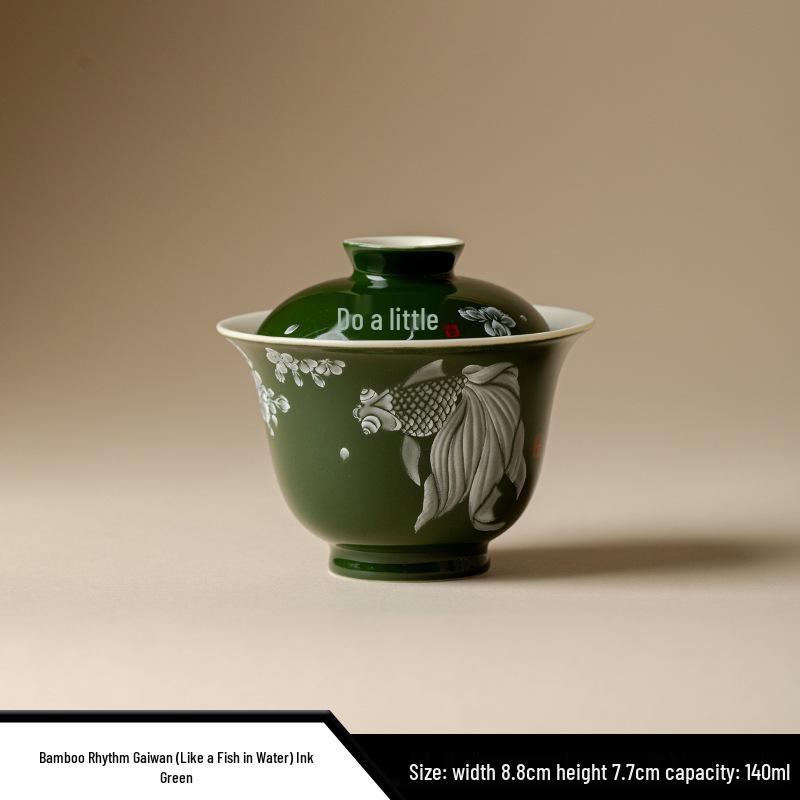 Керамический набор для чая Гайвань с глазурью цвета глины Дехуа, Белая рыба - Тонкий фарфор, Чаша для заваривания чая в стиле Кунг-фу