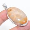 Natural Fossil Coral Gemstone Handmade 925 Sterling Silver Pendant 2.17" B0m81