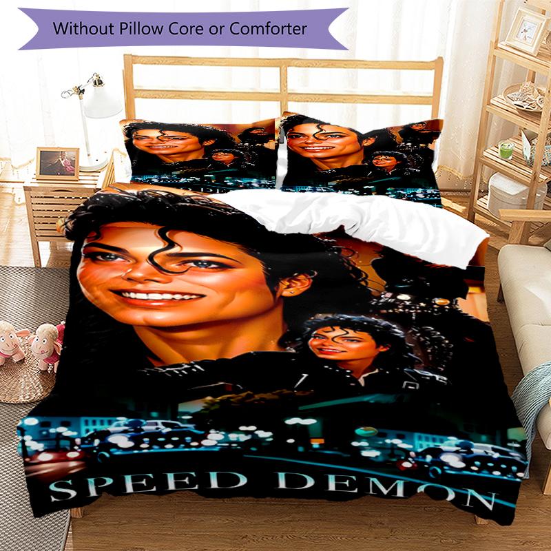 3pcs Michael Jackson Bedding Set Duvet Cover Closure Includes 1 Duvet Cover & 2 Pillowcases, Soft and Comfortable for All Seasons.