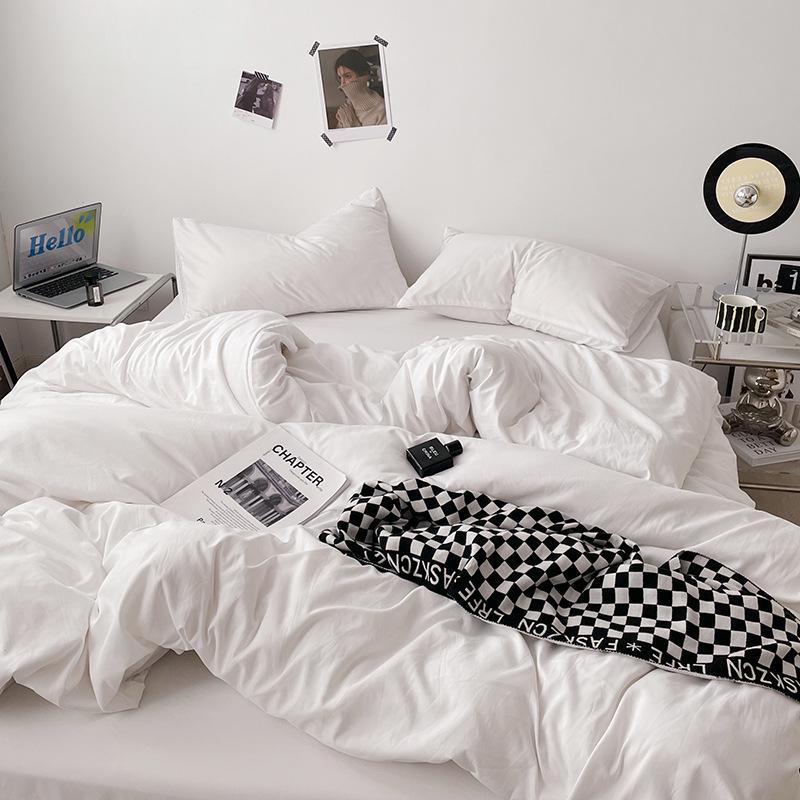 Комплект постельного белья в японском стиле, однотонный, приятный для кожи: Простыня, пододеяльник и наволочка 