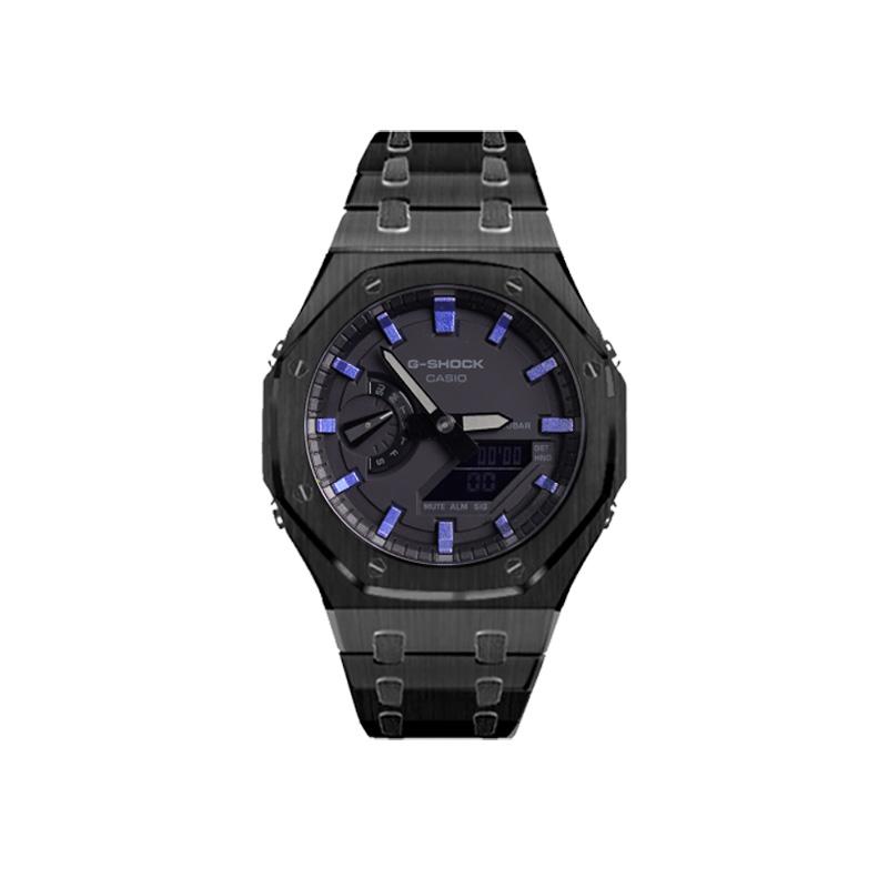 Casio Унисекс Жидкокристаллические, Аналогово-цифровые Двойной дисплей Серия 48,5 мм Черные часы GA-2100-1A1(Watch8--)