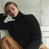 Женский свитер с высоким воротником, расклешенный, с длинным рукавом, короткий, вязаный топ, однотонный, свободный крой, ребристый, повседневный трикотаж