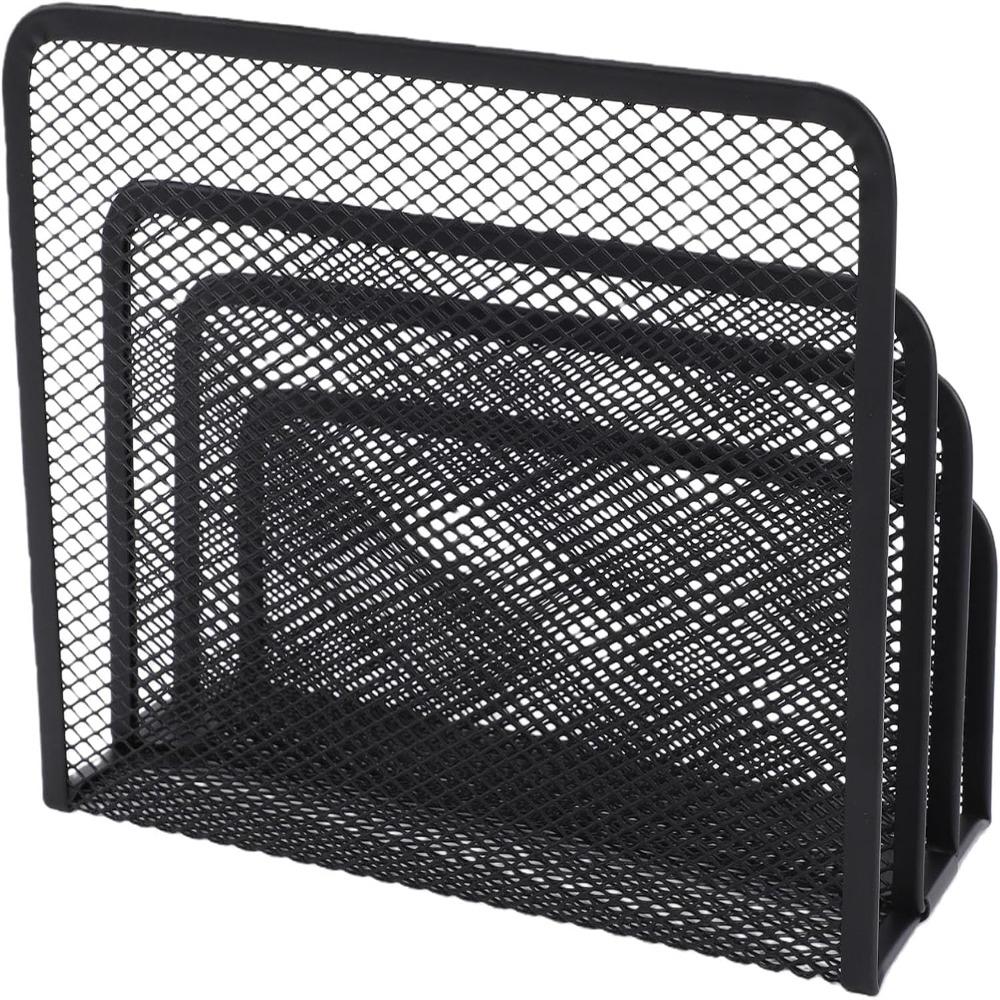 Iron Mail Organizer Countertop Black Document Sorter Tray Paper Letter Holder Home Office Use