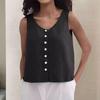 Женский летний жилет с круглым вырезом, свободные топы без рукавов, однотонные топы с планками на пуговицах, уличная одежда