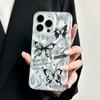 Large Hole Transparent Phone Case Compatible and Suitable for iPhone15 14 13 12 11promax Xsmax Xr 7 8plusSE Elegant Black Butterfly