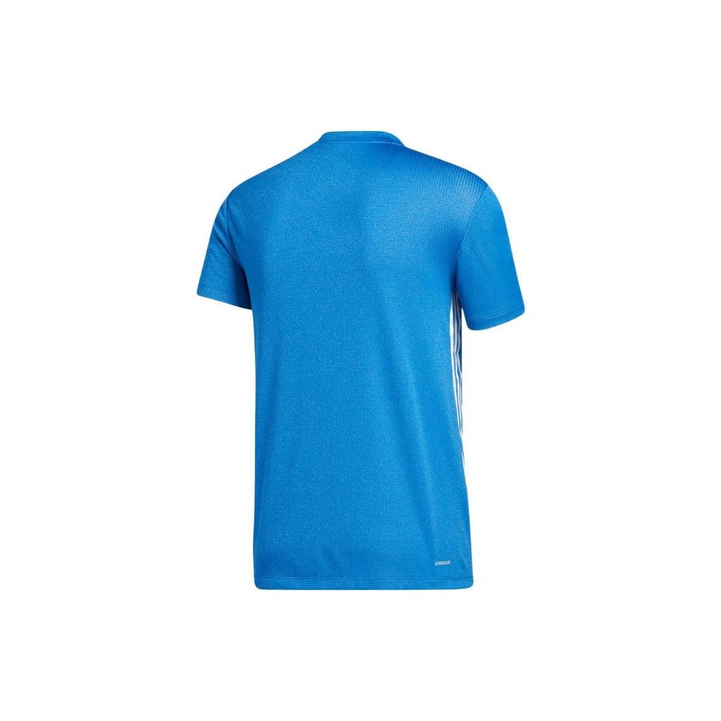 Adidas Полосатая футболка с короткими рукавами и логотипом для фитнеса, мужские топы, синие GJ2701