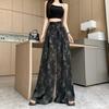 Spring and Summer Black Butterfly Satin Draped Loose and Fashionable Wide-leg Pants Women with High Waist Slim Casual Trousers