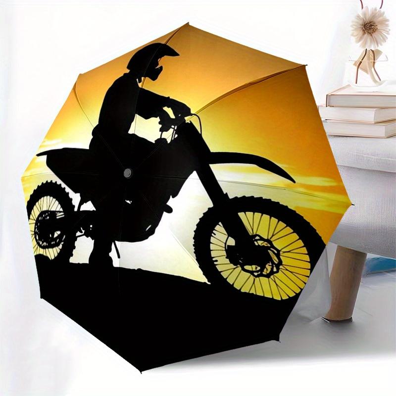 1pc Motorcycle Sunset Themed High-quality Umbrella,Automatic Opening and Closing Umbrella,Multi-functional Umbrella G0811049