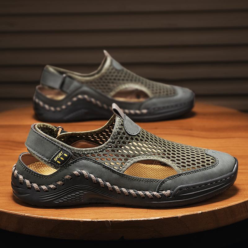 Men Sandals Black Gladiator Sandals Outdoor Summer Green Roman Sandals Sport Beach Shoes Plus Size Close Toe