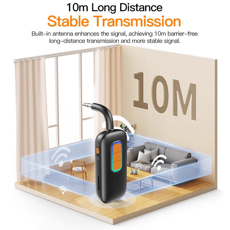 Bluetooth 5.4 Аудиопередатчик-приемник 2 в 1 Беспроводной 3,5 мм Aux Аудиоадаптер Bluetooth-передатчик для ТВ, автомобиля, наушников