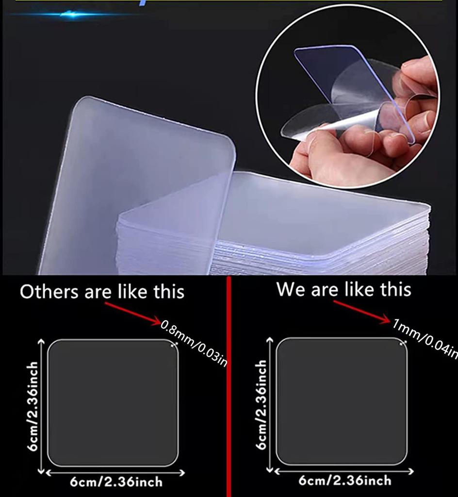 Double Sided Adhesive Tape 20PCS Removable Wall Mounting Sticky Gel Tape Washable Traceless Transparent Tape for DIY Craft Home Office