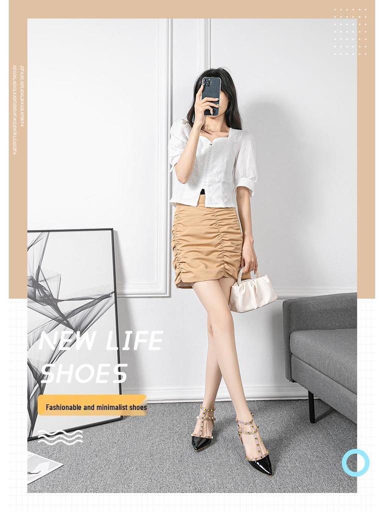 Valentino Women's Plus Size 41-43 Pointed Toe Mid Heel Rivet Mules