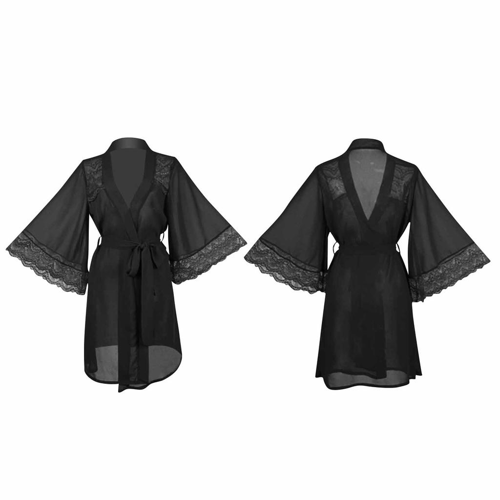 Personalized Custom Lace New  Pajamas Silk Imitation Silk Cardigan Robe Summer