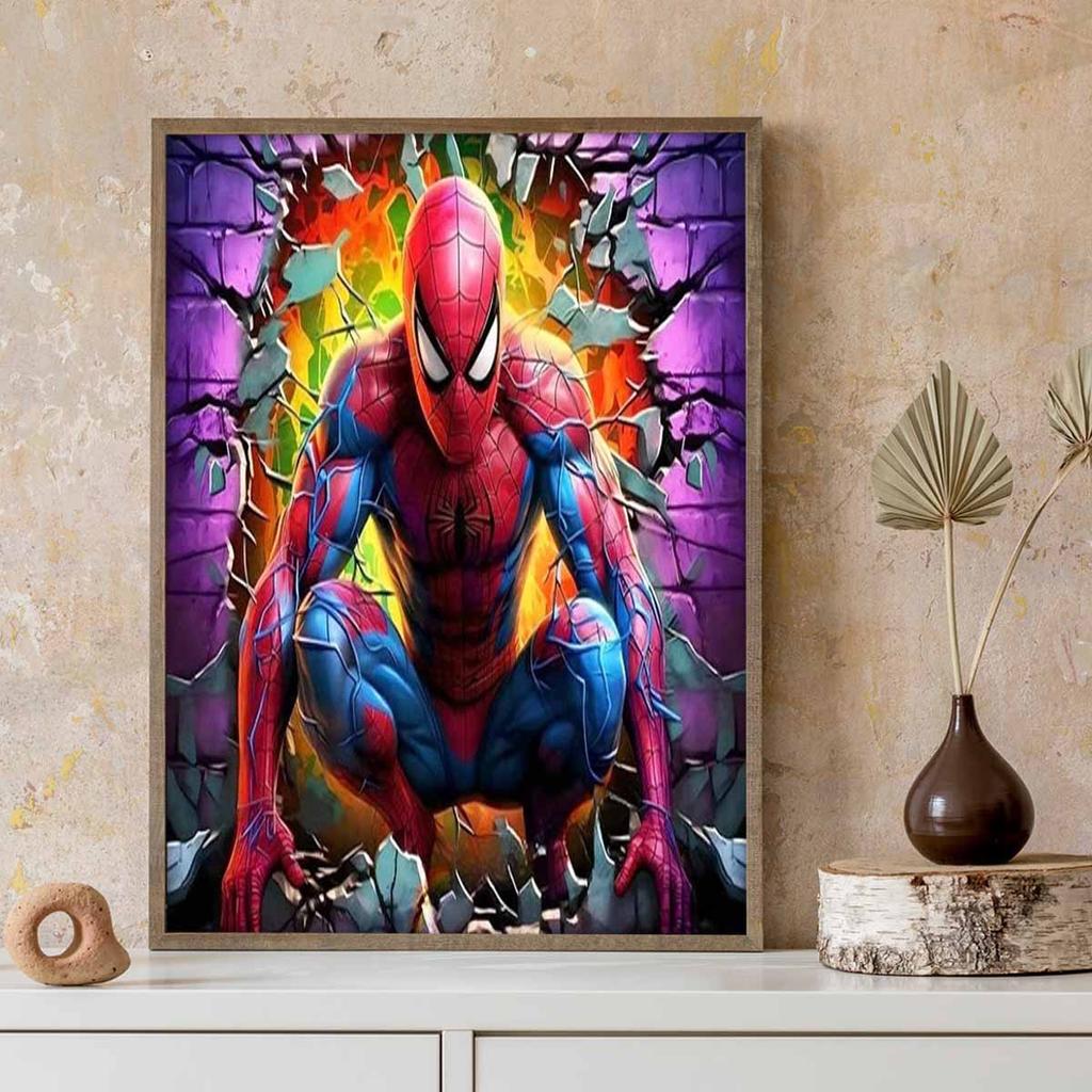 Full Round Diamond Painting Spider-man Breaking Through The Wall Art Rhinestone Picture Mosaic DIY 5D Cross Stitch Embroidery Home Decoration