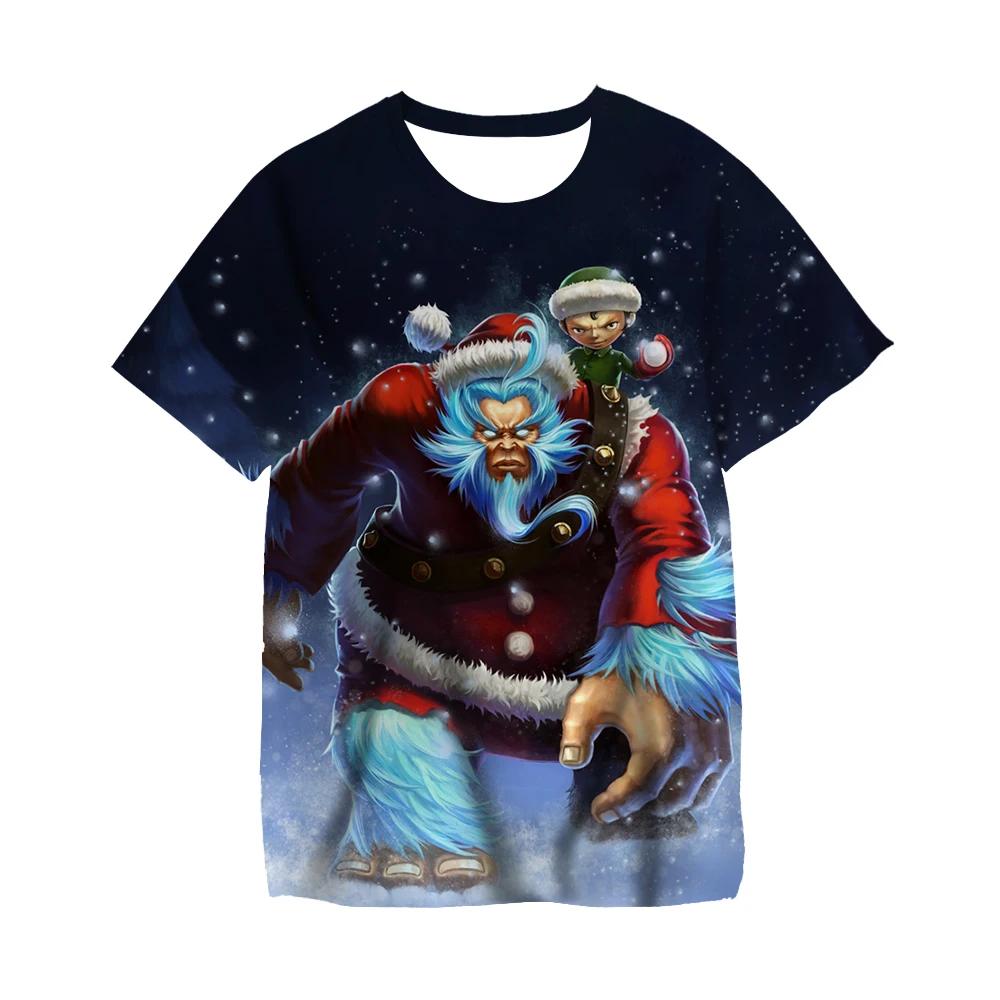 Kawaii Christmas Tshirts 3D Print Santa Claus SnowmanT Shirt Fashion Kids Casual Boys Girls Unisex Round Neck Tshirt Tops